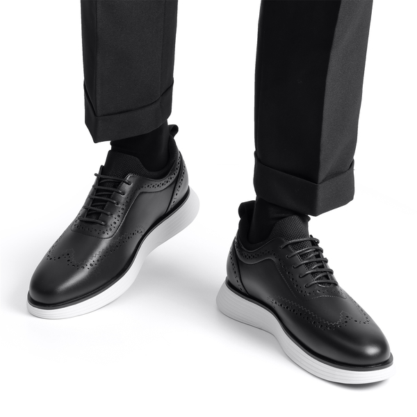 [MaxFlex SuiteCraft] Men's Casual Wingtip Dress Sneakers - BLACK - 1